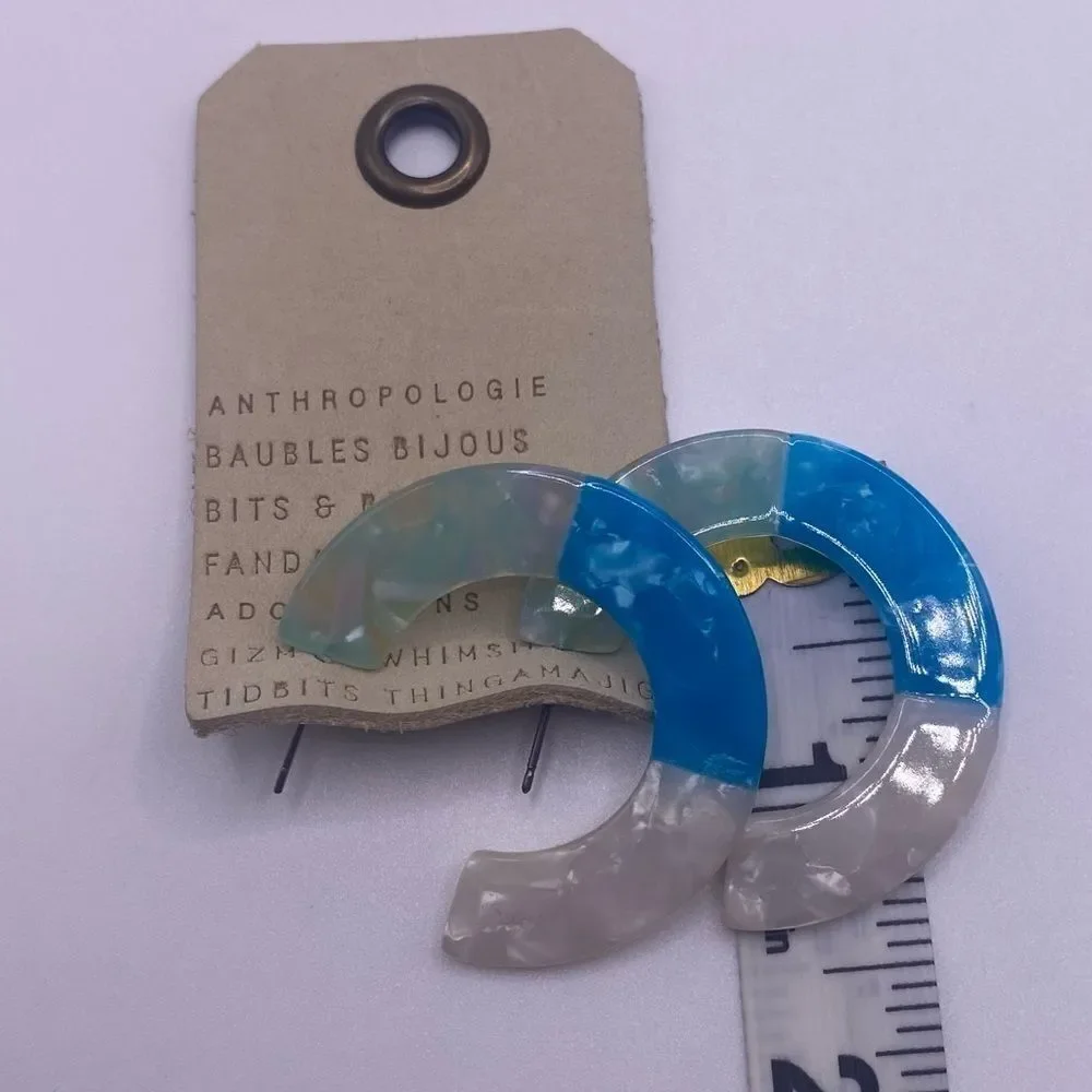 Anthropologie Blue Resin Hoops